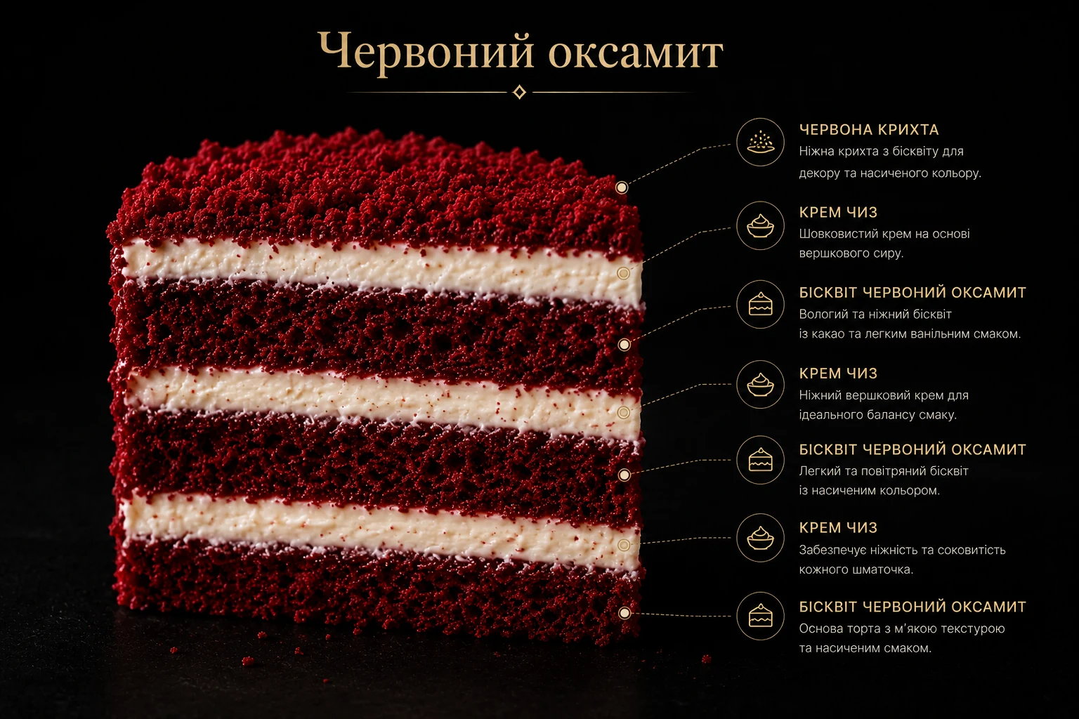 Червоний оксамит в розрізі